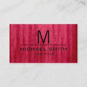 Professionell Modern Red Wood Grain Monogram #2 Visitkort