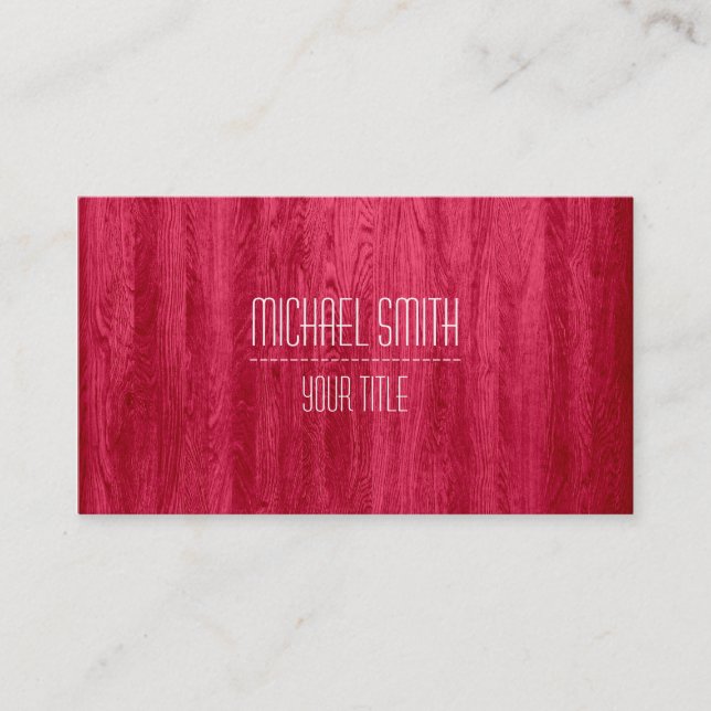 Professionell Modern Red Wood Grain Visitkort (Framsida)