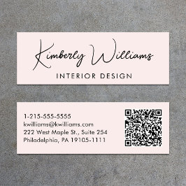 Professionell Modern Rosa av QR-kod i skript Mini Visitkort