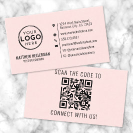 Professionell Modern Rosa för minimal QR-Logotyp Visitkort