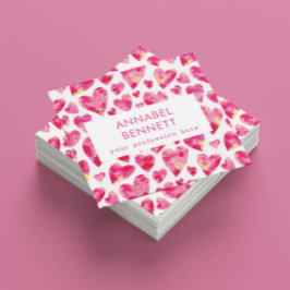Professionell Modern Rosa Heart Fyrkantigt Visitkort