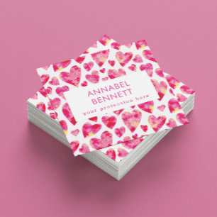 Professionell Modern Rosa Heart Fyrkantigt Visitkort