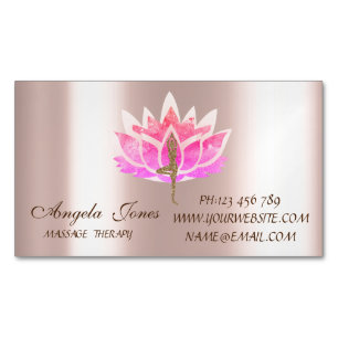 Professionell Modern Rosa Lotusblomma Yoga Flicka Magnetiska Visitkort