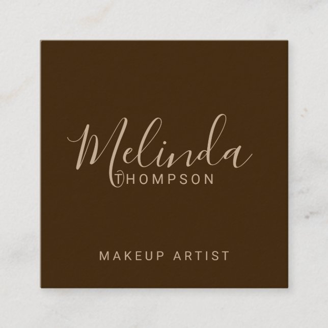 Professionell Modern Script Kraft Papper Fyrkantigt Visitkort (Framsida)