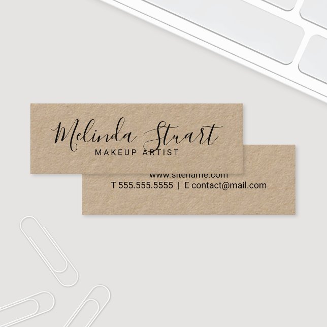 Professionell Modern Script Kraft Papper Mini Visitkort (Skapare uppladdad)