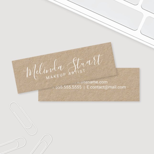 Professionell Modern Script Kraft Papper Mini Visitkort (Skapare uppladdad)
