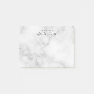 Professionell Modern Script White Marble Post-it Block