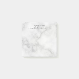 Professionell Modern Script White Marble Post-it Block