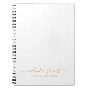 Professionell Modern Script White och Guld Anteckningsbok