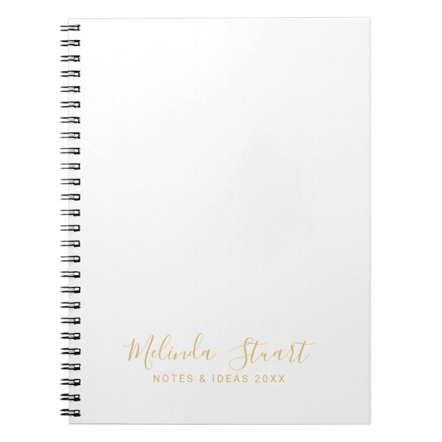Professionell Modern Script White och Guld Anteckningsbok (Framsidan)