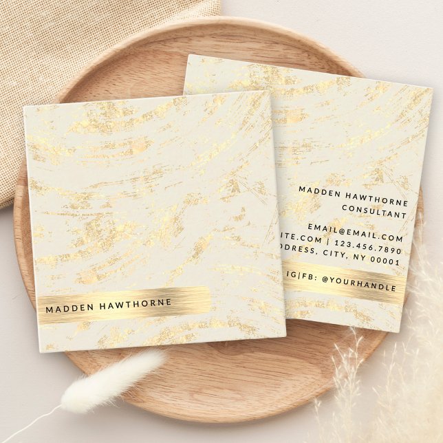 Professionell Modern Simple Guld Brushed Metall Fo Fyrkantigt Visitkort (Skapare uppladdad)