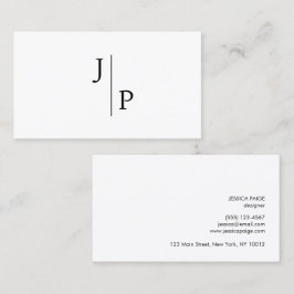 Professionell Modern Simple Monogram White Visitkort