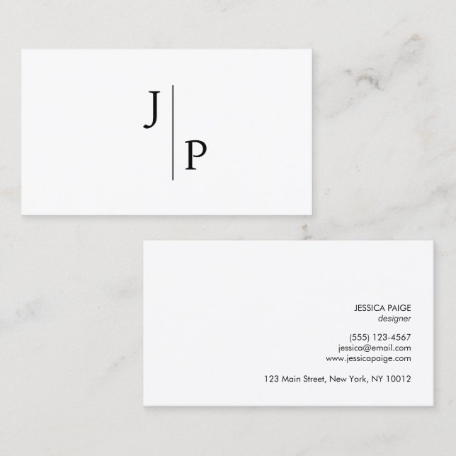 Professionell Modern Simple Monogram White Visitkort (Fram/baksida)