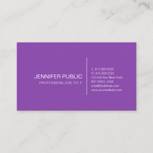 Professionell Modern Simple Plain Elegant Violet Visitkort