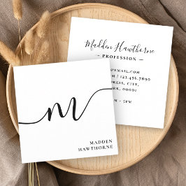 Professionell Modern Simple Script Monogram Initia Fyrkantigt Visitkort