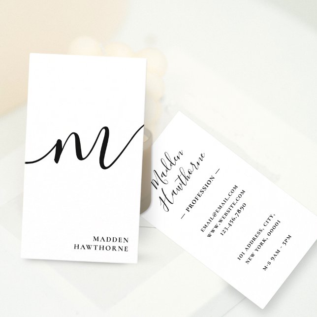 Professionell Modern Simple Script Monogram Initia Visitkort (Skapare uppladdad)