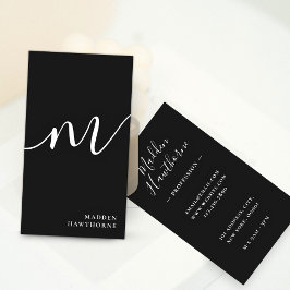Professionell Modern Simple Script Monogram Initia Visitkort
