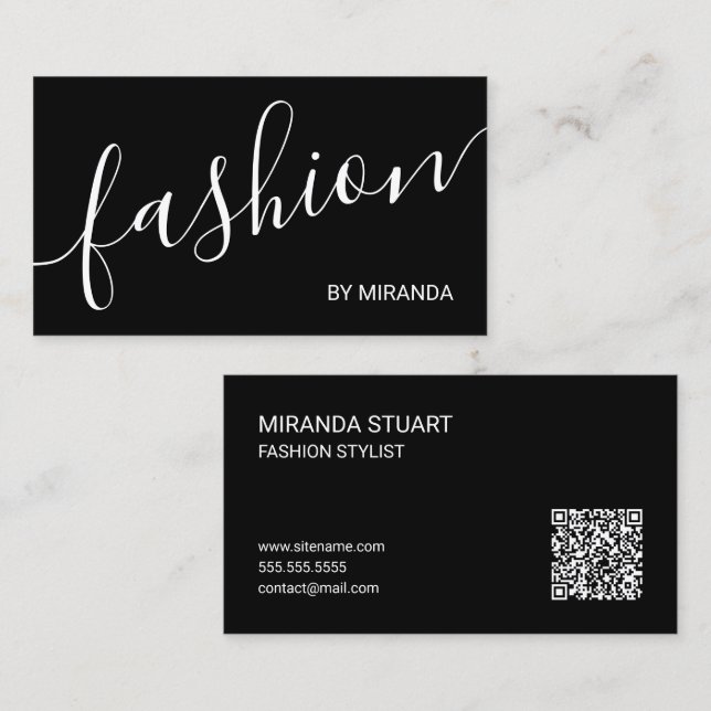 Professionell Modern Skript Mode Stylist Visitkort (Fram/baksida)