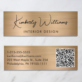Professionell Modern skript QR-kod Guld Mini Visitkort