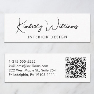 Professionell Modern skript QR-kod Mini Visitkort