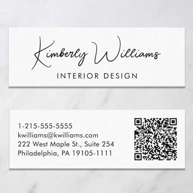 Professionell Modern skript QR-kod Mini Visitkort (Skapare uppladdad)
