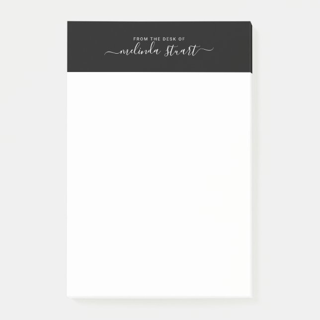 Professionell Modern skript, svart och vitt Post-it Block (Framsida)