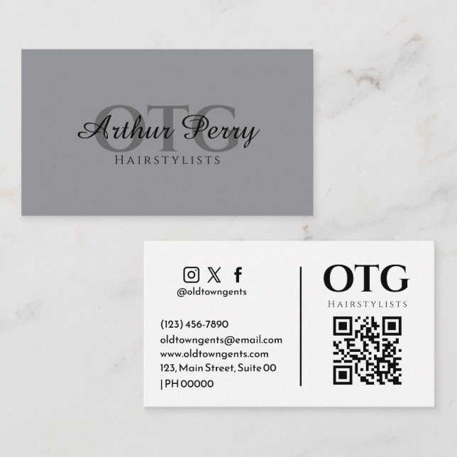 Professionell Modern Sleek Grått White Elegant Visitkort (Fram/baksida)