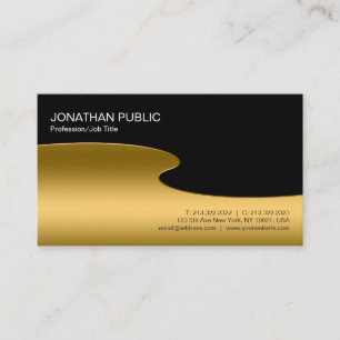 Professionell Modern Snyggt Black Guld Plain Visitkort