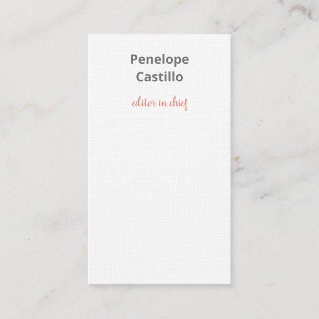 Professionell Modern Snyggt Calligraphy Linen Visitkort (Framsida)