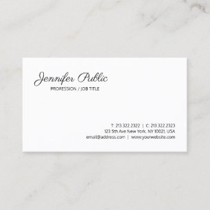 Professionell Modern Snyggt Clean Chic White Plain Visitkort