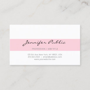 Professionell Modern Snyggt Rosa White Clean Plain Visitkort