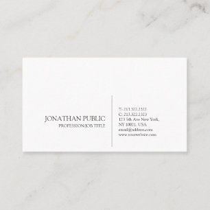 Professionell Modern Snyggt Sleek White Plain Visitkort