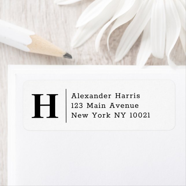 Professionell Modern Split Line Monogram Business Returadress Etikett (Insitu)