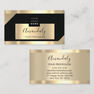 Professionell Modern Studio Makeup Logotyp Guld Visitkort