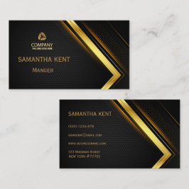 Professionell Modern svart och guld Affärskort Visitkort