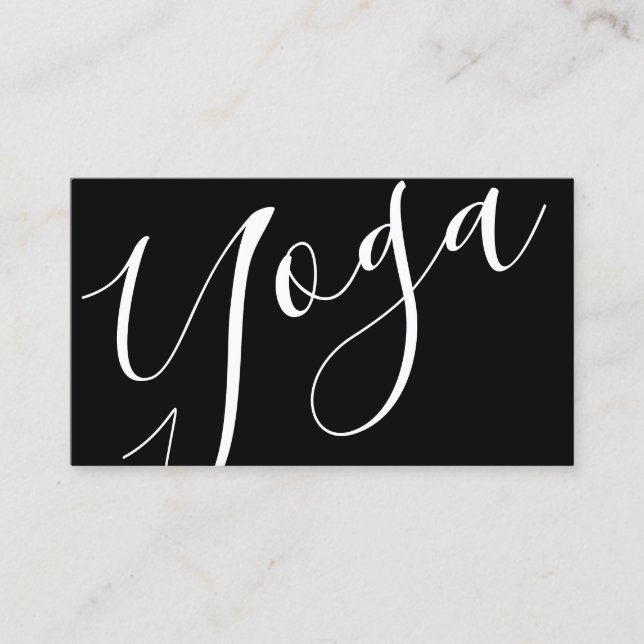 Professionell modern svart yogainstruktör visitkort (Framsida)
