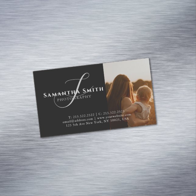 Professionell Modern svartvit fotografi Magnetiska Visitkort (In Situ)