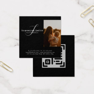 Professionell Modern svartvit fotografi QR Fyrkantigt Visitkort
