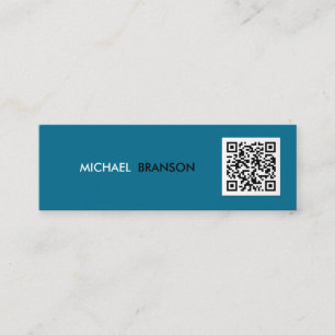 Professionell Modern TEAL Black Minimalist QR CODE Mini Visitkort