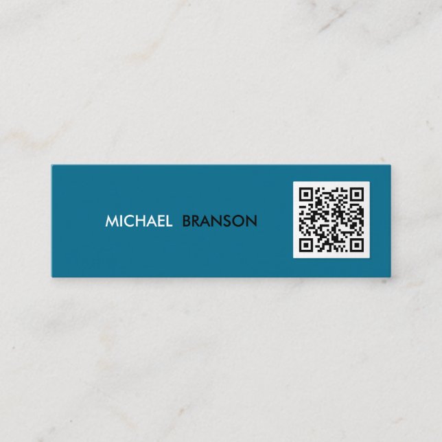 Professionell Modern TEAL Black Minimalist QR CODE Mini Visitkort (Framsida)