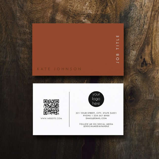 Professionell Modern Terracotta Minimalist QR-kod Visitkort (Professional Modern Terracotta Minimalist QR Code Business Card)