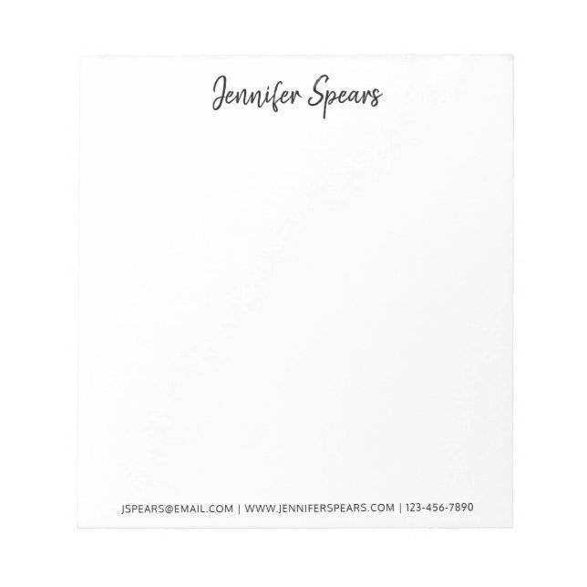 Professionell Modern Trendig Classic Black Script Anteckningsblock (Framsida)