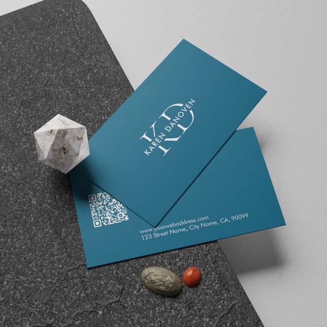 Professionell Modern turkos Blue Monogram Visitkort (Skapare uppladdad)