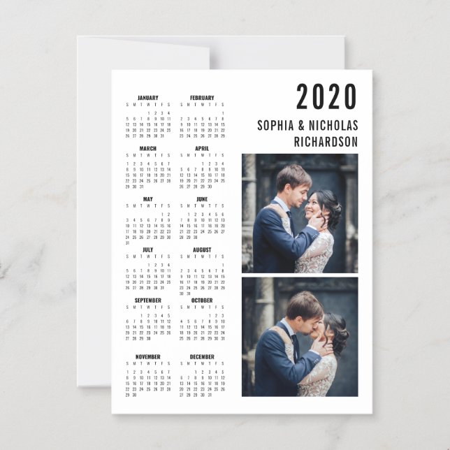 Professionell Modern Two Photo 2020 Calendar Magne Magnetisk Inbjudningskort (Framsida)