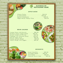 Professionell Modern Vegan Healthy Food Menu Grönt