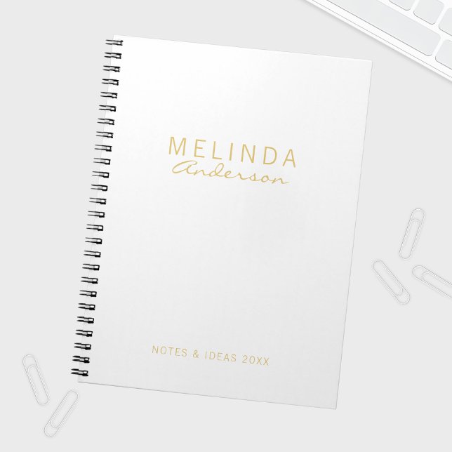 Professionell Modern White och Guld Anteckningsbok (Skapare uppladdad)