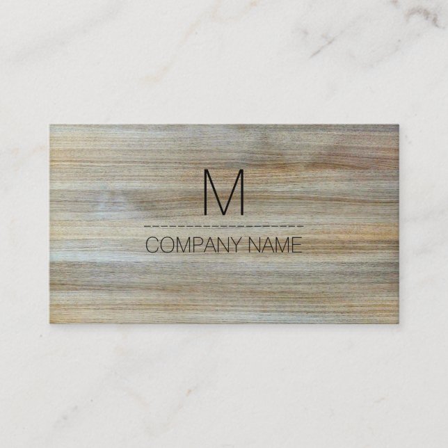 Professionell Modern Wood Grain Monogram #2 Visitkort (Framsida)