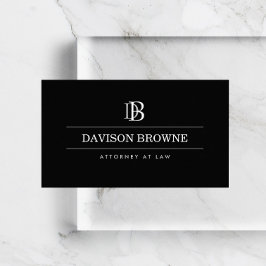 Professionell Monogram Attorney, Lawyer Black Visitkort