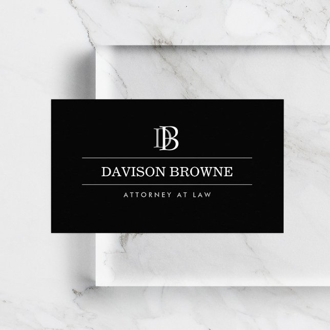 Professionell Monogram Attorney, Lawyer Black Visitkort (Skapare uppladdad)