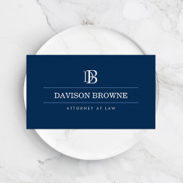 Professionell Monogram Attorney, Lawyer Blue Visitkort